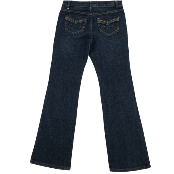 Salt Works Womens Flat Front Mid Rise Stretch Blue Boot Cut Denim Jeans Size 6 - Picture 4 of 7